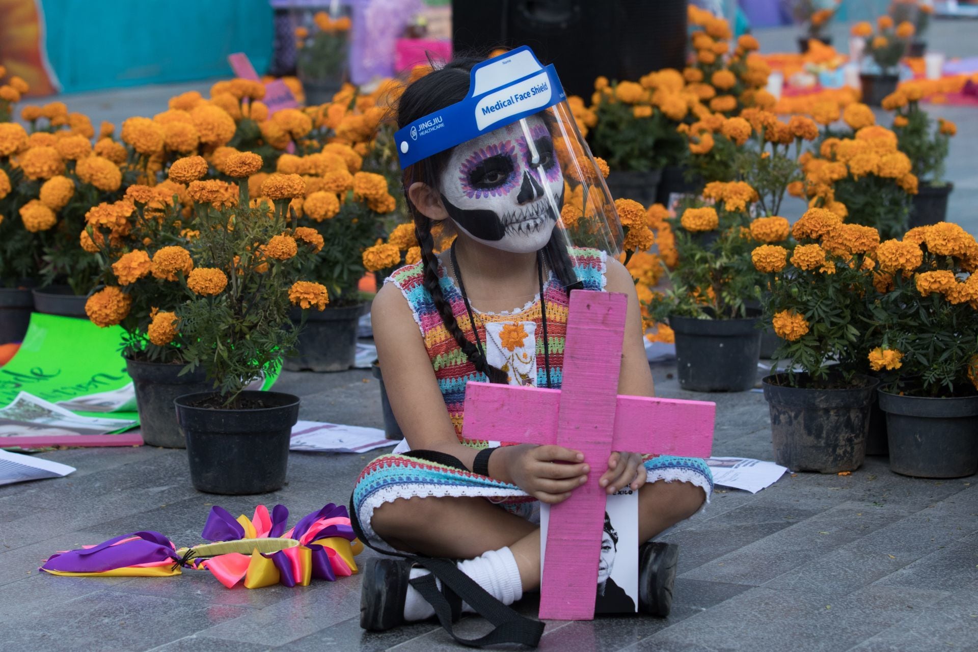 Asistente a la marcha de las catrinas