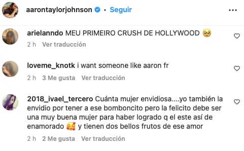 Aaron Taylor-Johnson felicita a Sam Taylor y le recuerdan que su esposa le hizo grooming