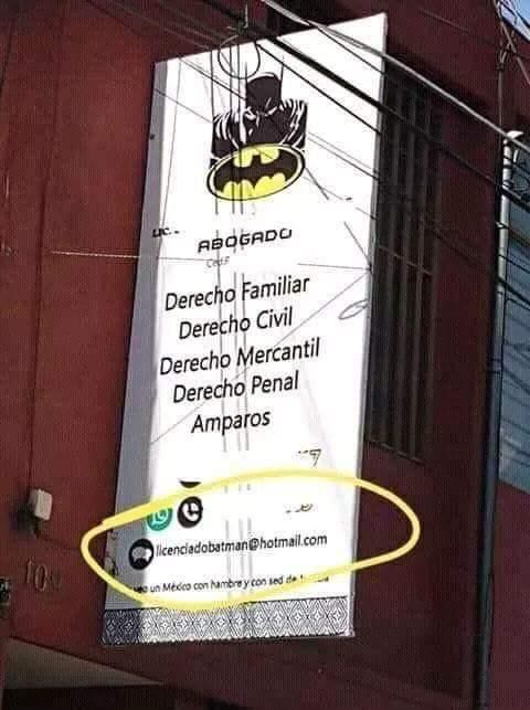 Datos de contanto del Licenciado Batman