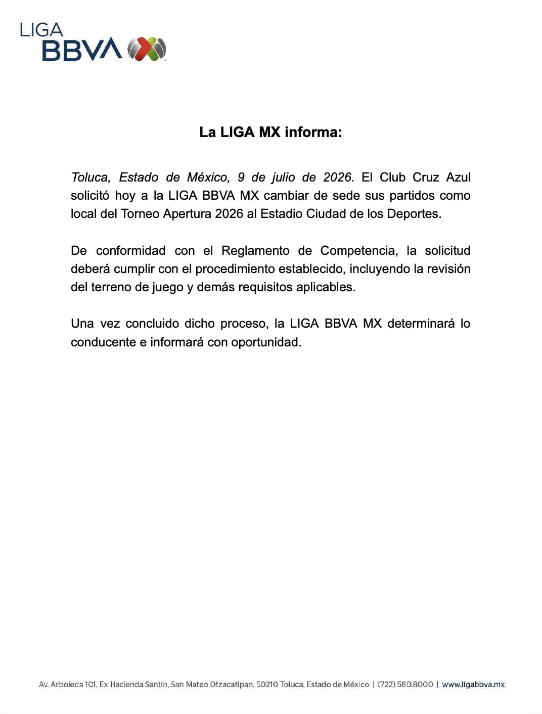 Cruz Azul solicitó volver al Estadio Ciudad de los Deportes.