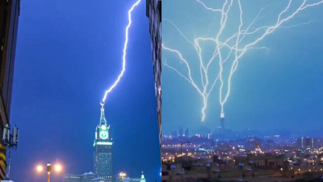Rayo impacta la torre de La Meca