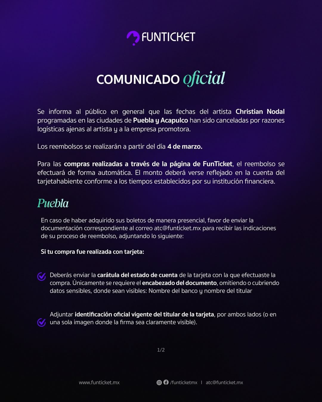 Conciertos de Christian Nodal en Acapulco y Puebla son cancelados.
