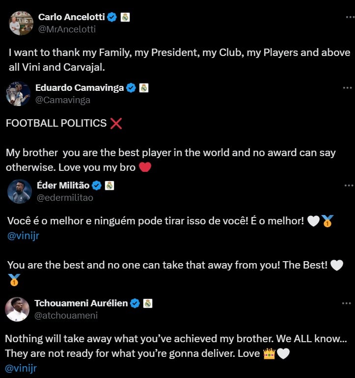 Mensajes de apoyo a Vinícius