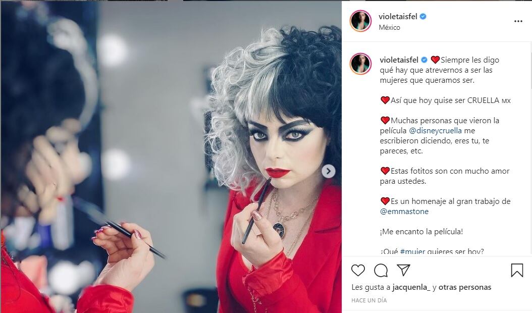 En redes sociales, Violeta Isfel compartió varias fotos disfrazada de Cruella