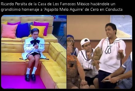 Meme de Ricardo Peralta por su look en La Casa de los Famosos México 2024.