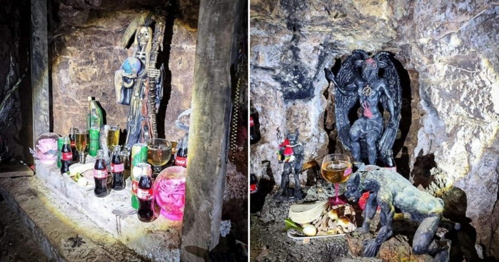 Huachicoleros dedican altar a la Santa Muerte y Belcebú