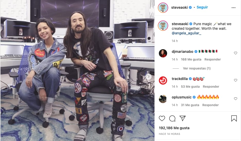 Ángela Aguilar trabaja junto a Steve Aoki