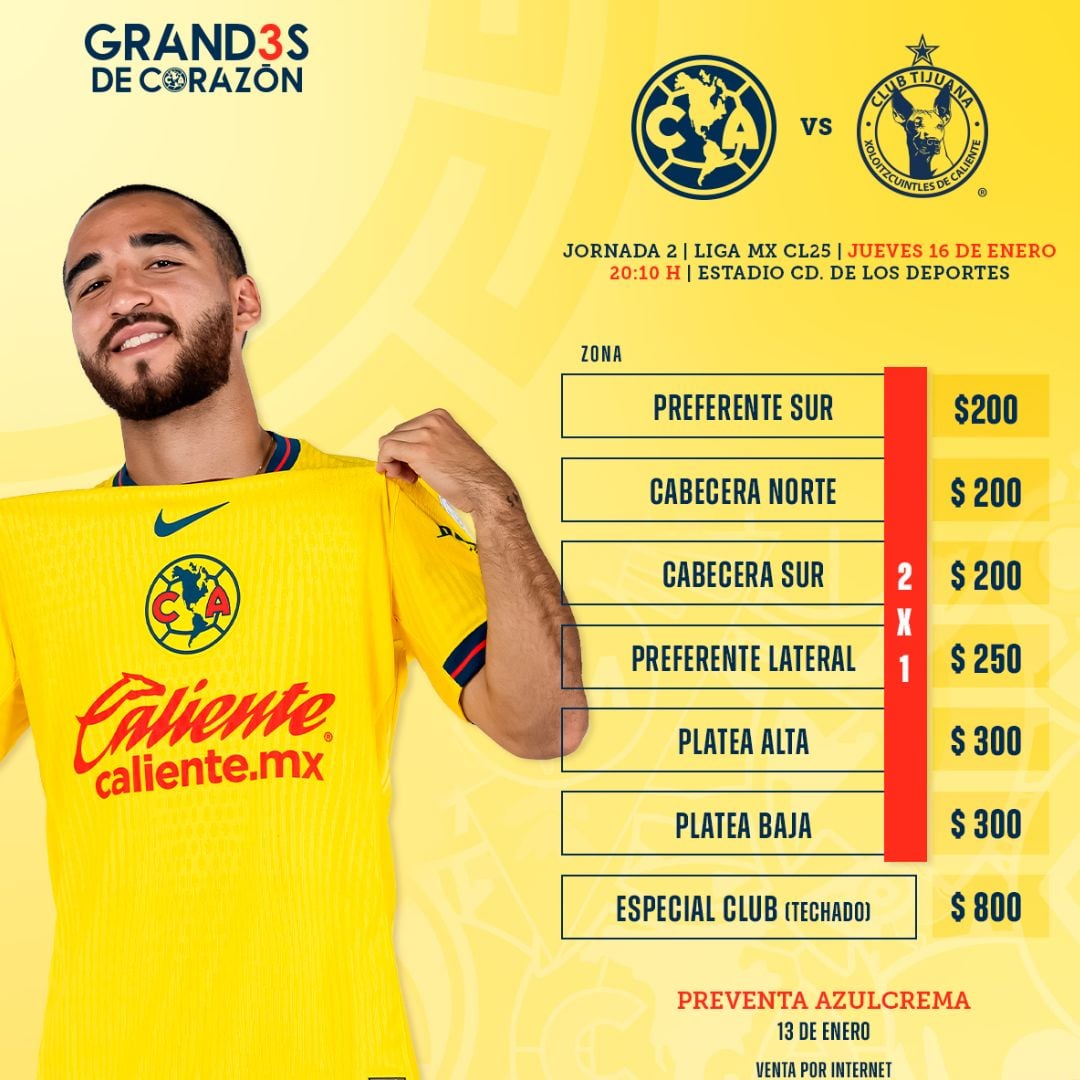 Precio de los boletos para el América vs Xolos.