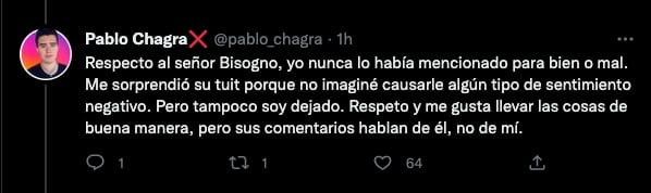 Pablo Chagra se defiende de las palabras de Daniel Bisogno