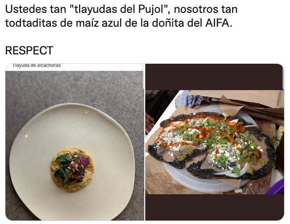 Meme sobre tlayuda del pujol.