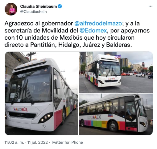 unidades del mexibús apoyan en la movilidad de los usuarios de la línea 1 del Metro/@Claudiashein