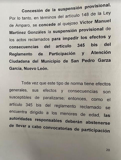 Concesión de suspensión provisional/Foto: Plácido Garza