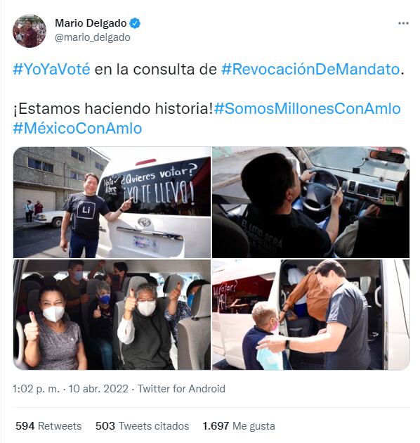 Mario Delgado es acusado de acarreo de votos