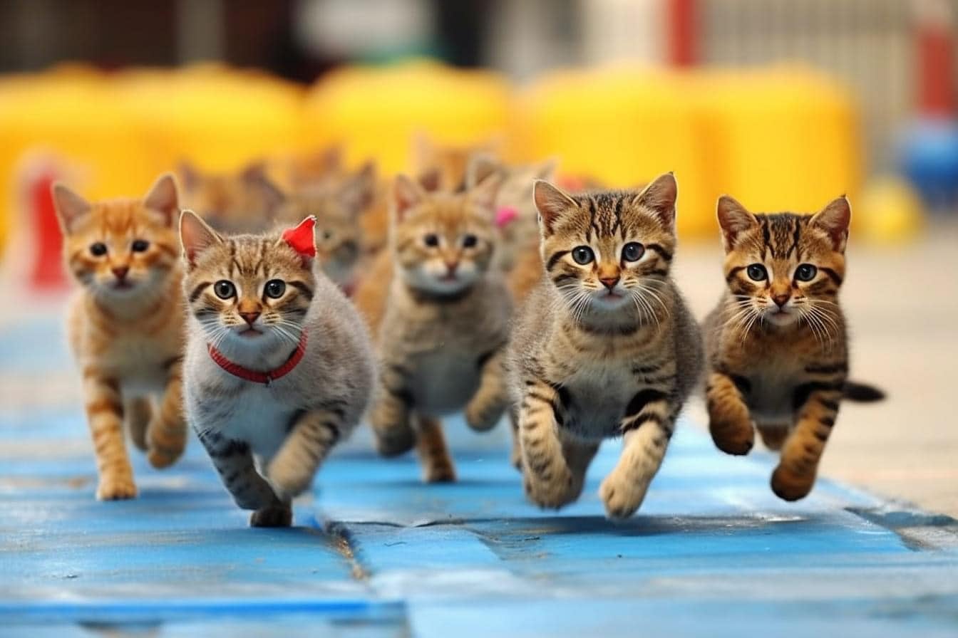 Carrera de gatos hechas por imágenes por inteligencia artificial