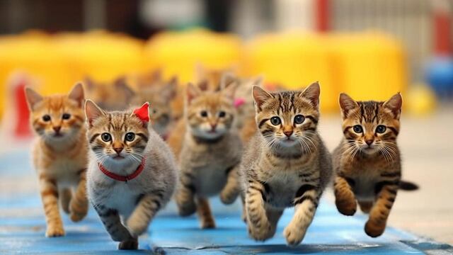 Carrera de gatos hechas por imágenes por inteligencia artificial