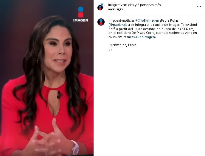 Paola Rojas anuncia su llegada a De Pisa y Corre en Imagen TV.
