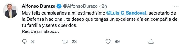 Tuit de Alfonso Durazo