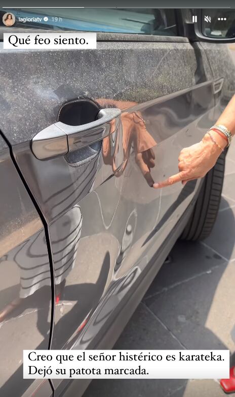 Gloria Calzada: Su coche fue golpeado por un karateca.