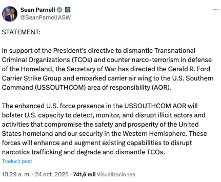 Estados Unidos refuerza operativos contra en narcotráfico en Latinoamérica