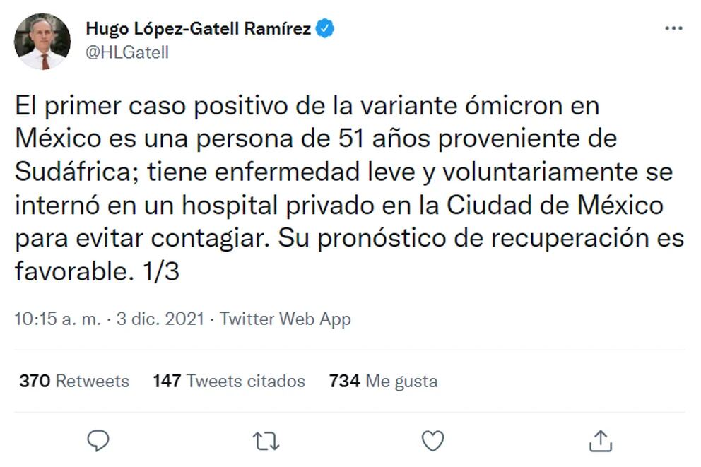 López-Gatell detalla cuáles registró el primer caso en México