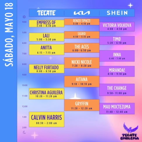 Horarios Tecate Emblema 2024