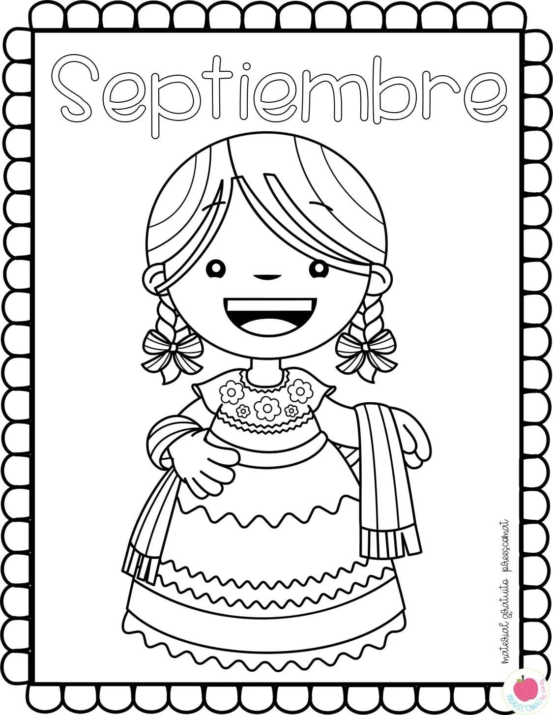 Portadas patrias del 15 de septiembre para colorear