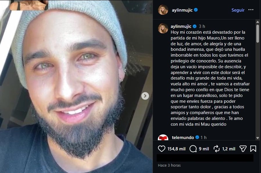 El mensaje de Aylín Mujica tras la muerte de su hijo Mauro Menéndez