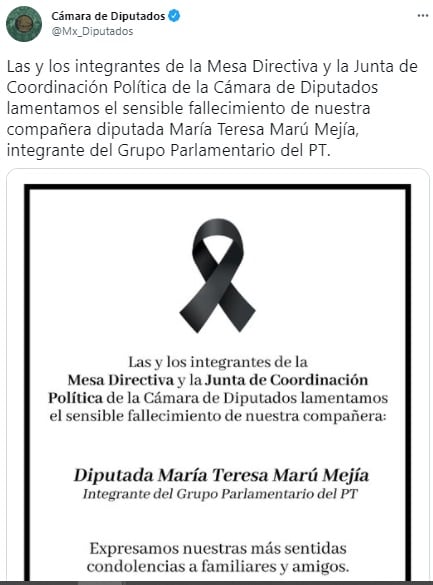 Condolencias de la Cámara de Diputados
