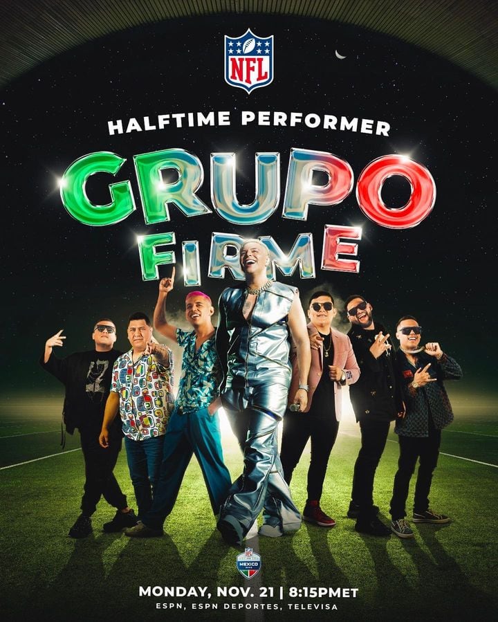 Grupo Firme va a romper el medio tiempo de la NFL