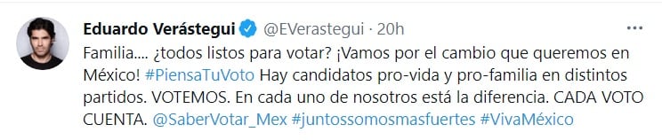 Eduardo Verástegui pide votar por candidatos pro-vida