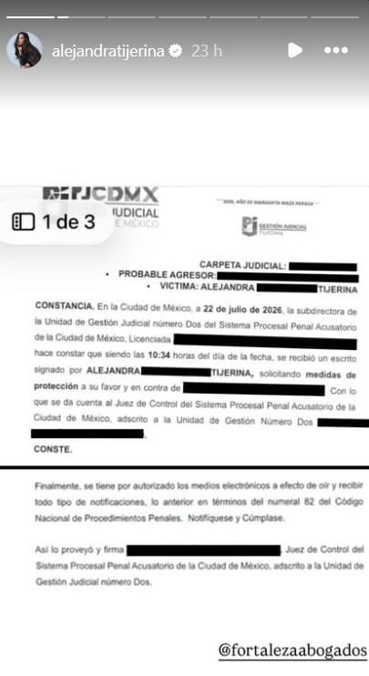 Alejandra Tijerina pide medidas de protección contra Masad