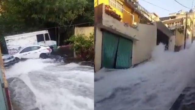 Reportan impresionante fuga de agua en Alvaro Obregón