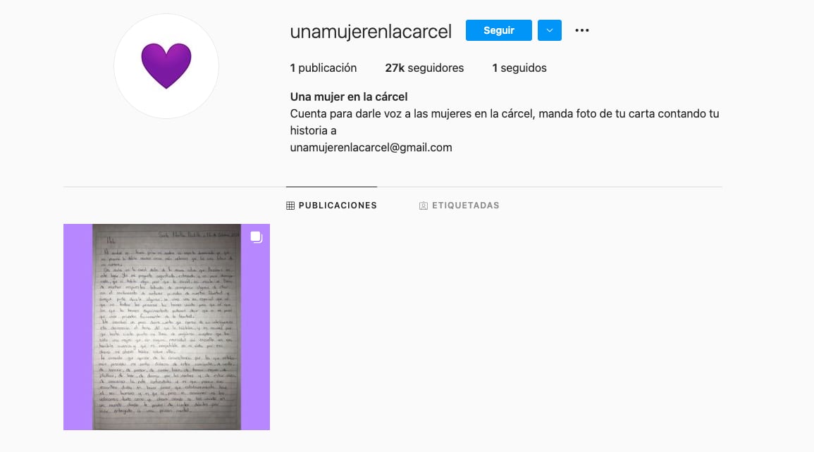 'Una mujer en la cárcel', cuenta creada por YosStop
