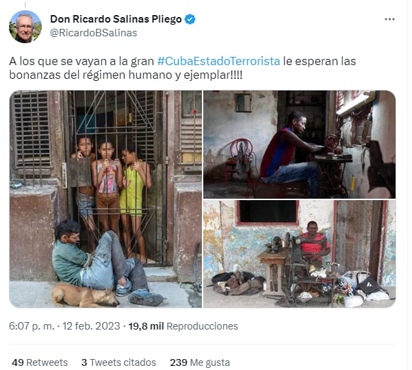 Ricardo Salinas Pliego llama a Cuba "estado terrorista"