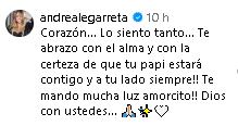 Andrea Legarreta le dedica mensaje a Sebastián Resendiz, por el luto que vive.