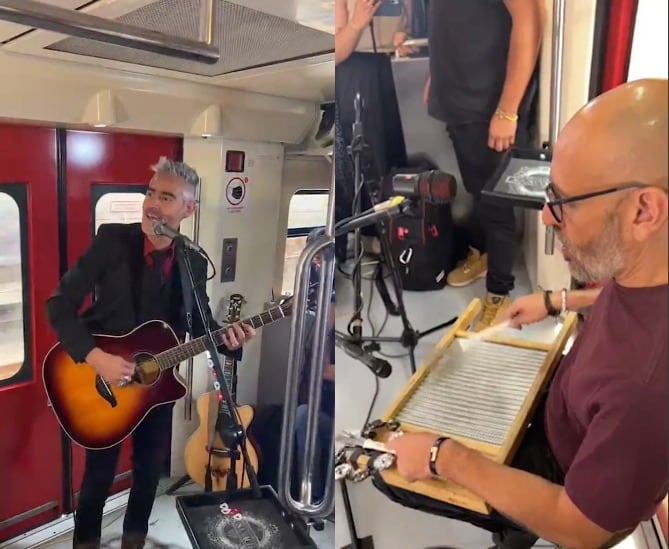La Gusana Ciega le canta a sus fans y sorprenden en el Tren Suburbano