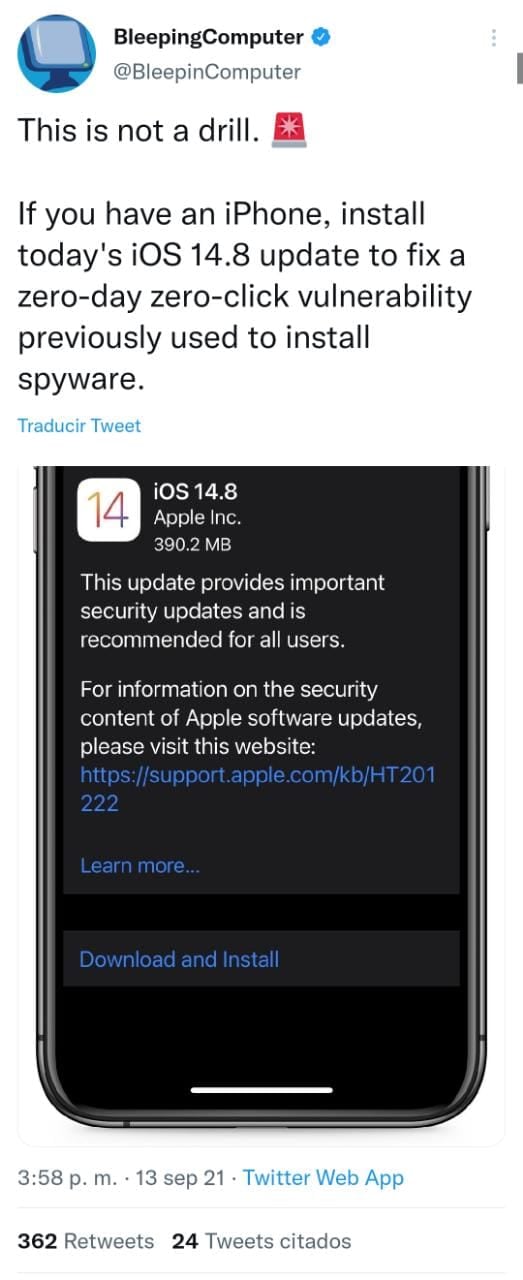 Publicación de Twitter