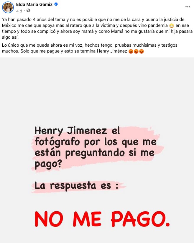 Amiga de Henry Jiménez confirma que tras 4 años, aún le debe los 100 mil pesos.