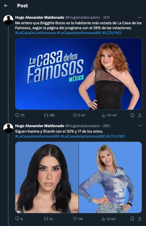 Votaciones filtradas de La Casa de los Famosos México 2024