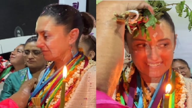 Claudia Sheinbaum recibe ritual tradicional de limpia del pueblo mazateco