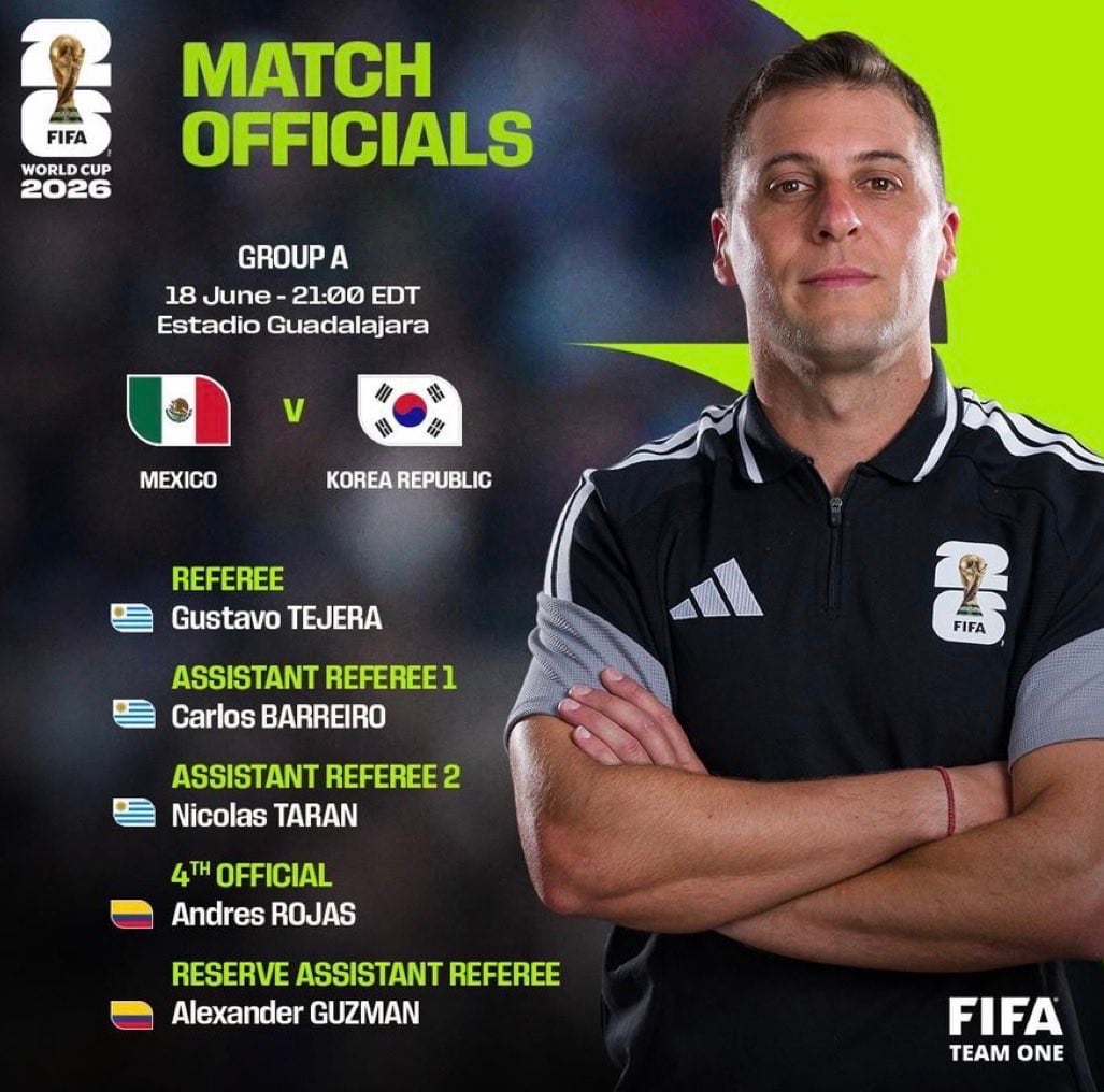 Gustavo Tejera es el árbitro uruguayo que dirigirá el partido México vs Corra