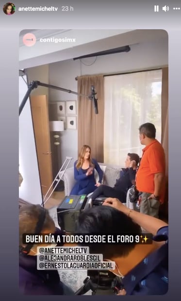 Anette Michel grabando escenas de la telenovela "Contigo sí"