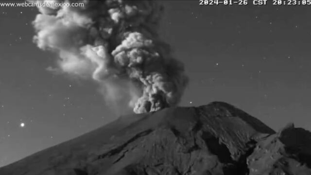 Espectacular explosión en Volcán Popocatépetl hoy 26 de enero 2024