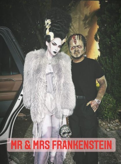 Belinda y Christian Nodal como la Señora y Señor Frankeinstein