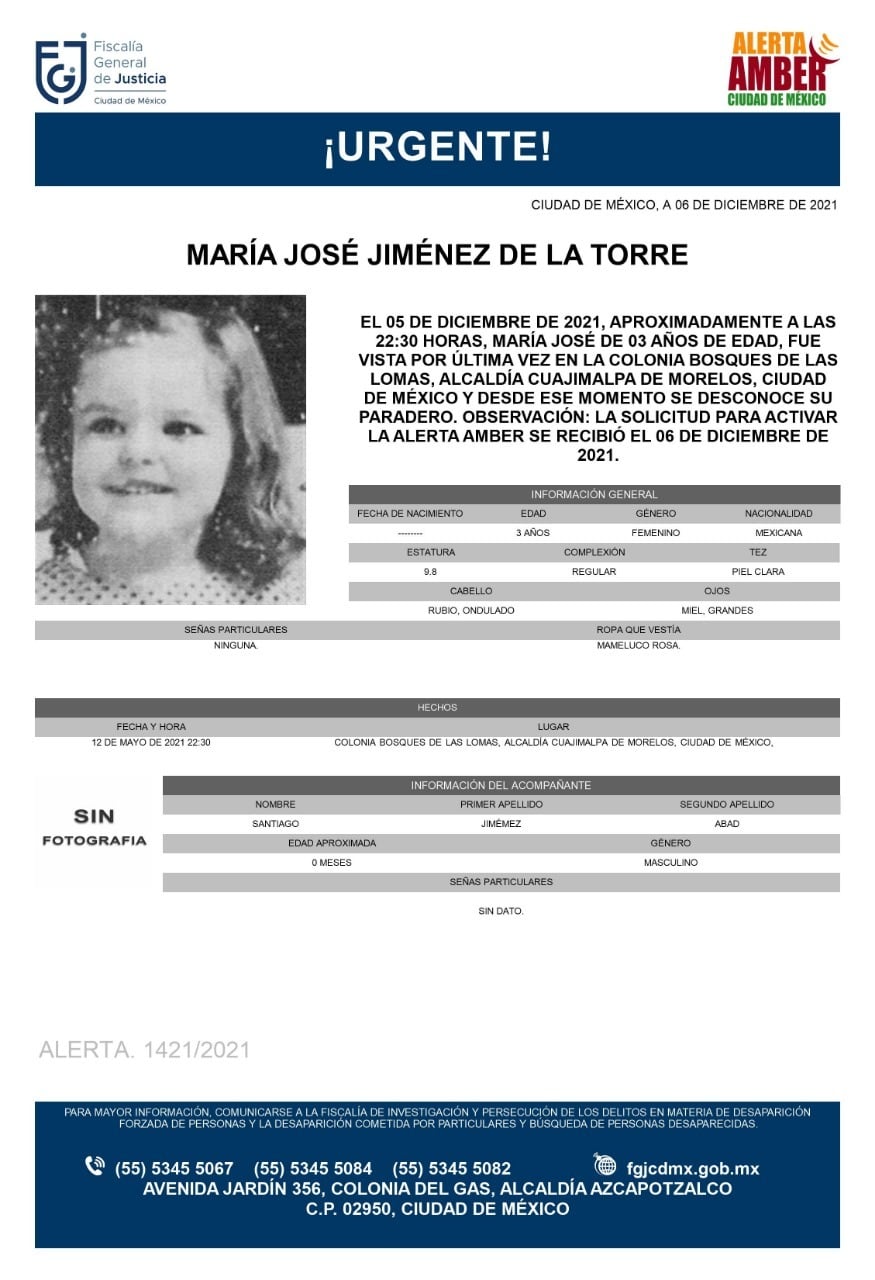 Activan Alerta Amber para localizar a María José Jiménez de la Torre