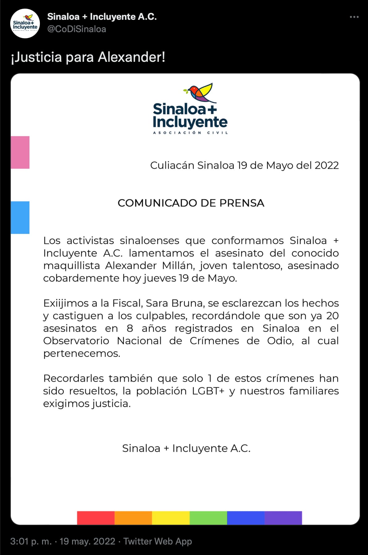Alexander Millán, maquillista de Sinaloa, fue asesinado