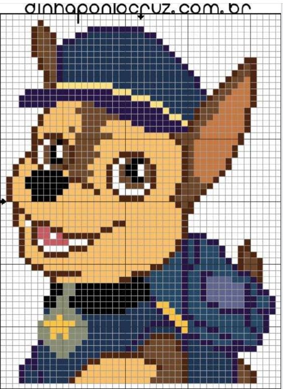 Chase de Paw Patrol en punto de cruz