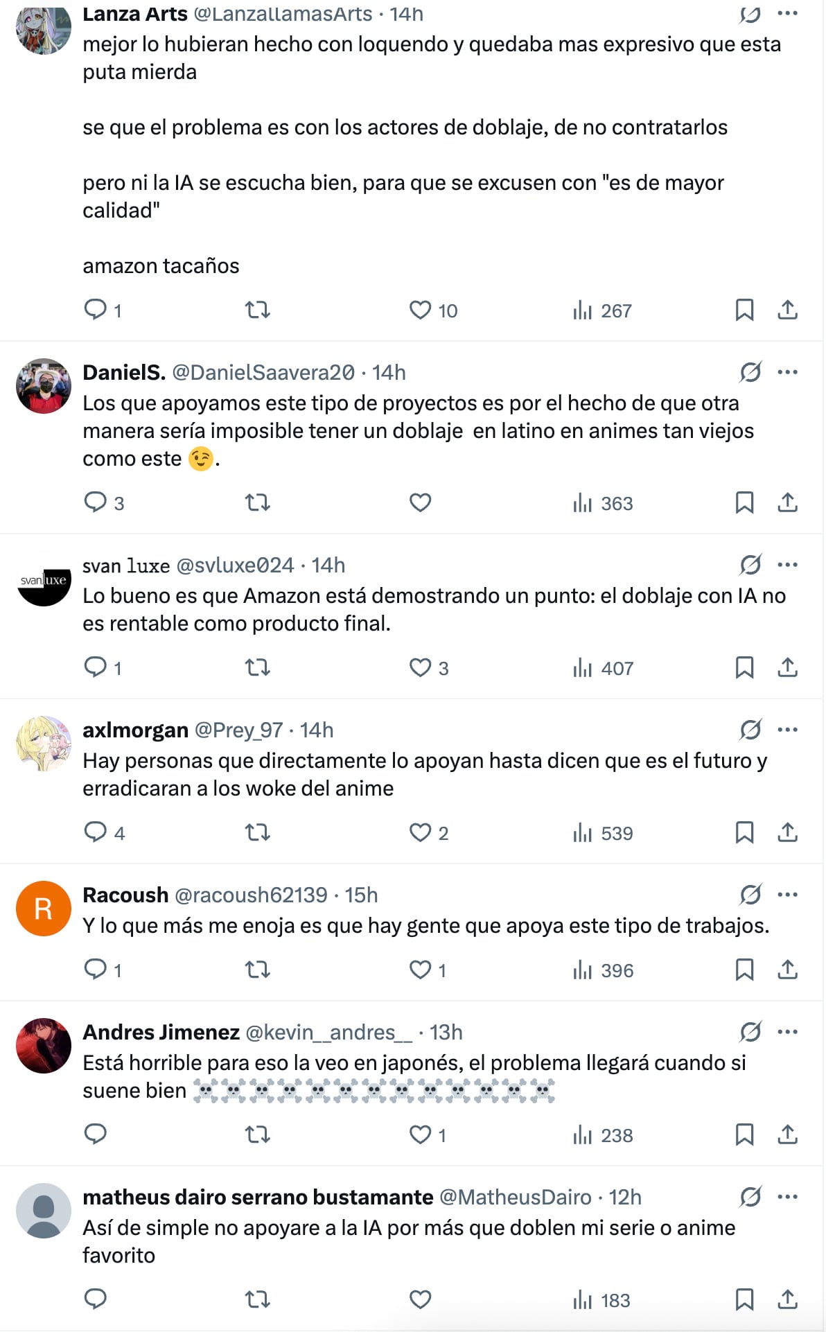 Quejas del doblaje con IA de Amazon