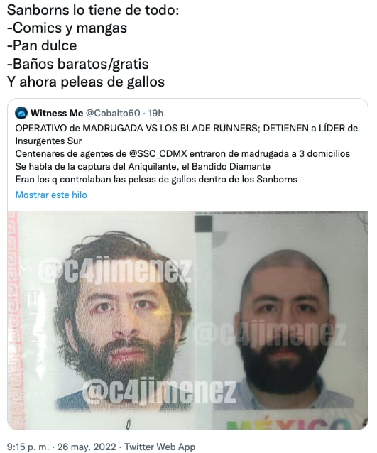 Memes sobre las peleas de gallo en Sanborns