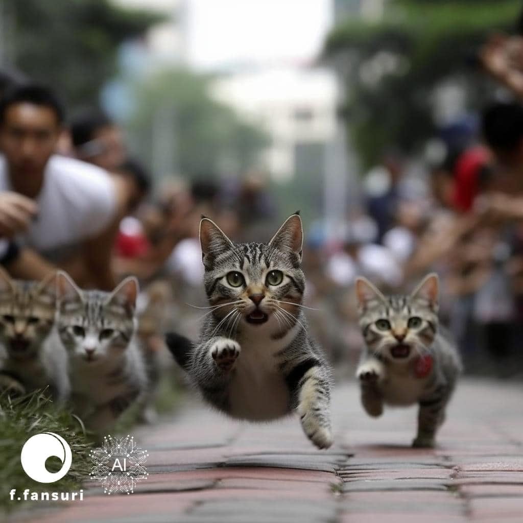 Carrera de gatos hechas por imágenes por inteligencia artificial